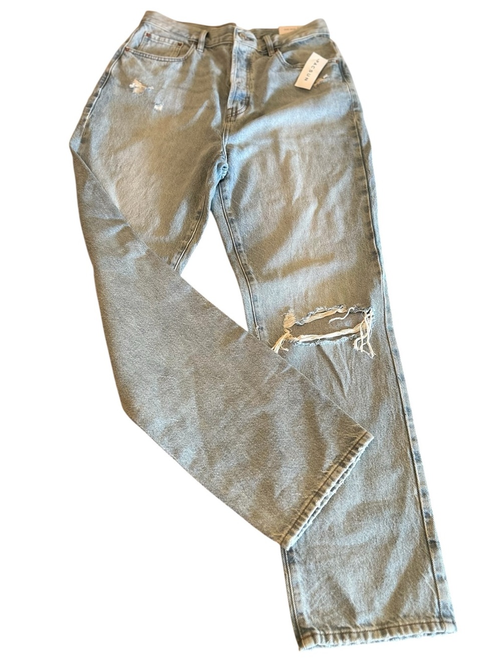 PacSun Light Wash High Rise Distressed Dad Jeans - Button Fly - NWT - Waist: 30 - Picture 12 of 12